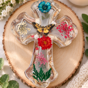 Botanical Blessings Resin Cross Keepsake Box