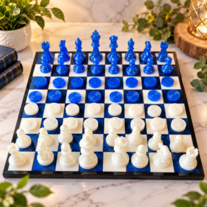 Royal Sapphire Resin Chess & Checkers Set